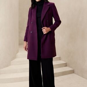 BANANA REPUBLIC PLUM PEACOAT SZ MEDIUM DRESS COAT PINOT NOIR PURPLE EGGPLANT